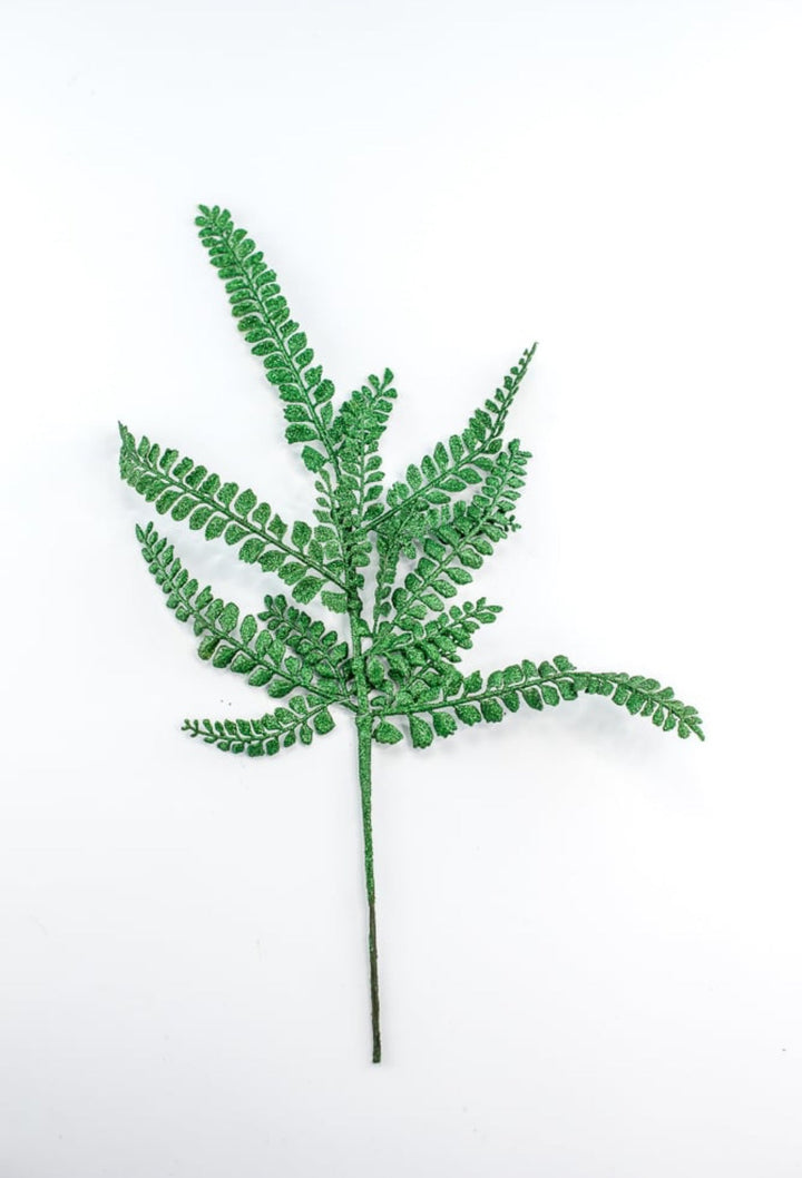 Emerald green laser glittered fern spray - Greenery MarketXS236406