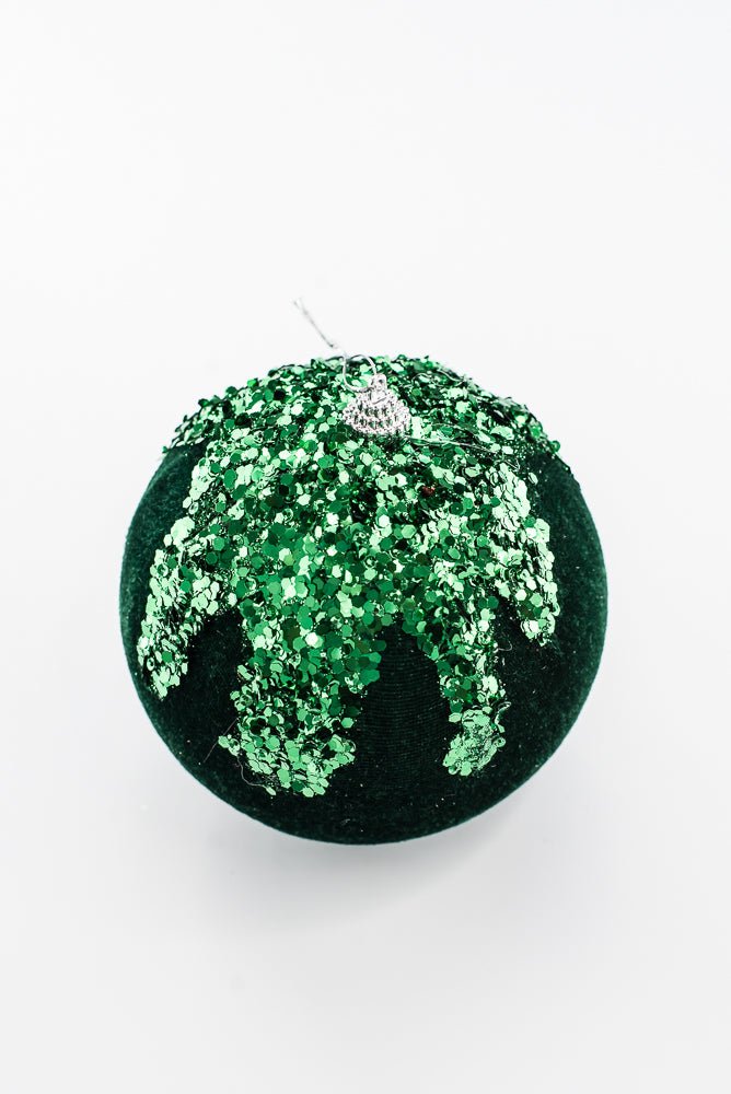Emerald Green Ornament Sequin Velvet Ball - 5" - Greenery Market86666EMGN