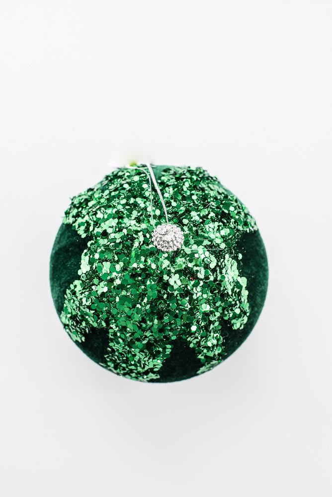 Emerald Green Ornament Sequin Velvet Ball - 5" - Greenery Market86666EMGN