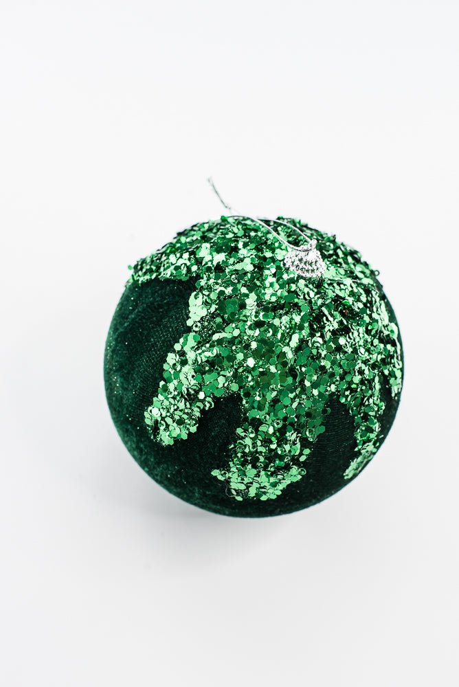 Emerald Green Ornament Sequin Velvet Ball - 5" - Greenery Market86666EMGN