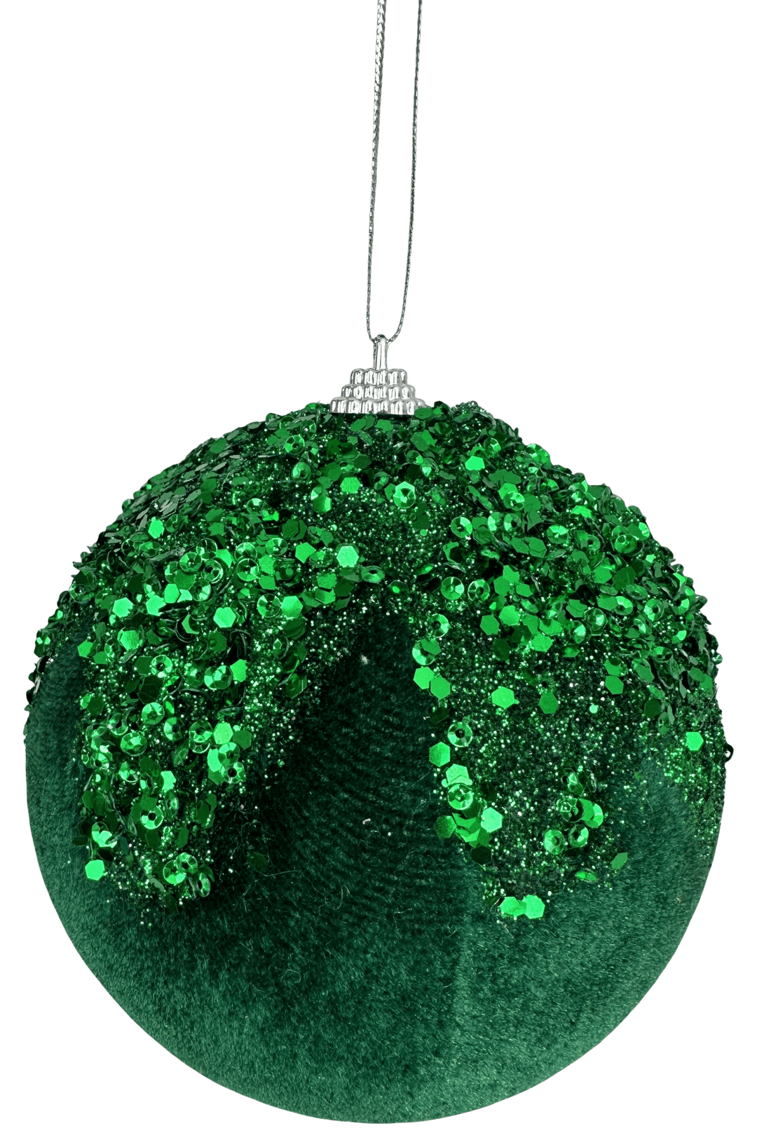Emerald Green Ornament Sequin Velvet Ball - 5" - Greenery Market86666EMGN