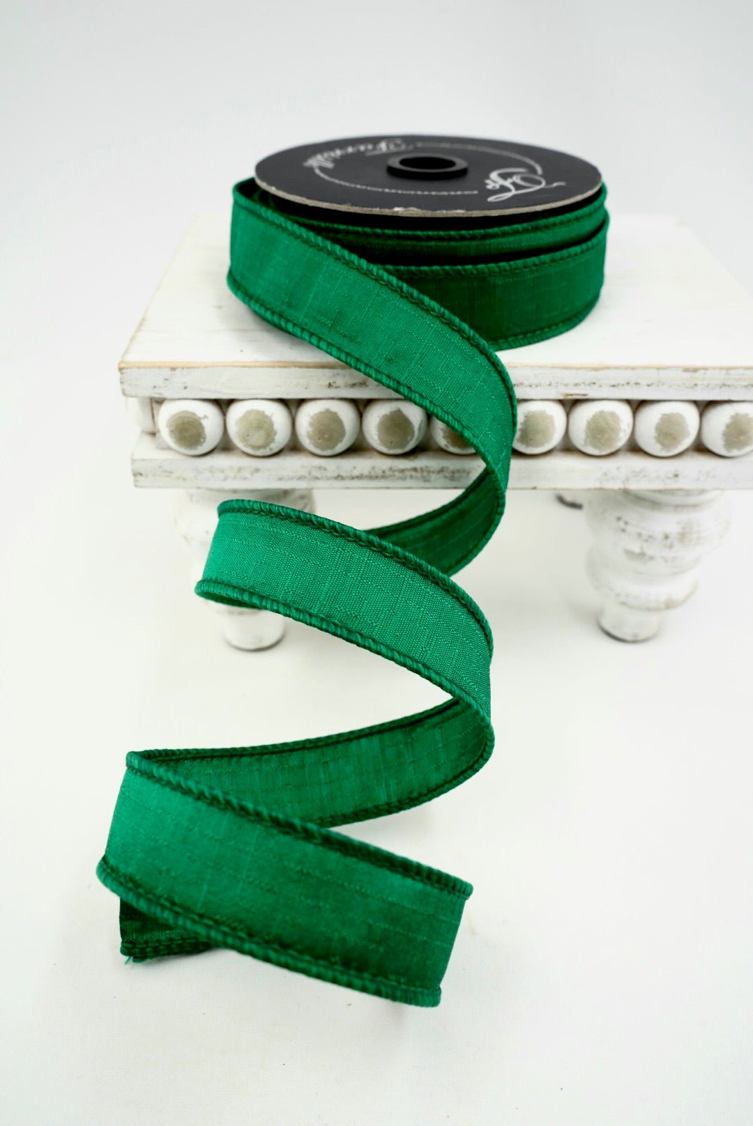 Emerald green shabby silk 1” farrisilk wired ribbon - Greenery MarketRibbons & TrimRK114-55