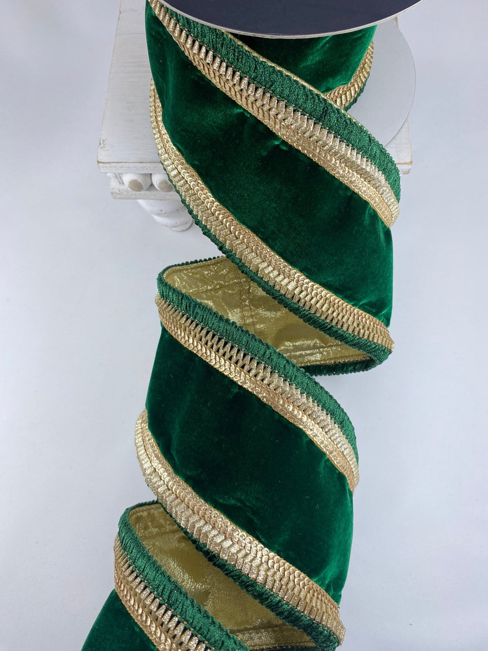 Emerald Royal Fringe Farrisilk Wired Ribbon - 4" - Greenery MarketRK315 - 55