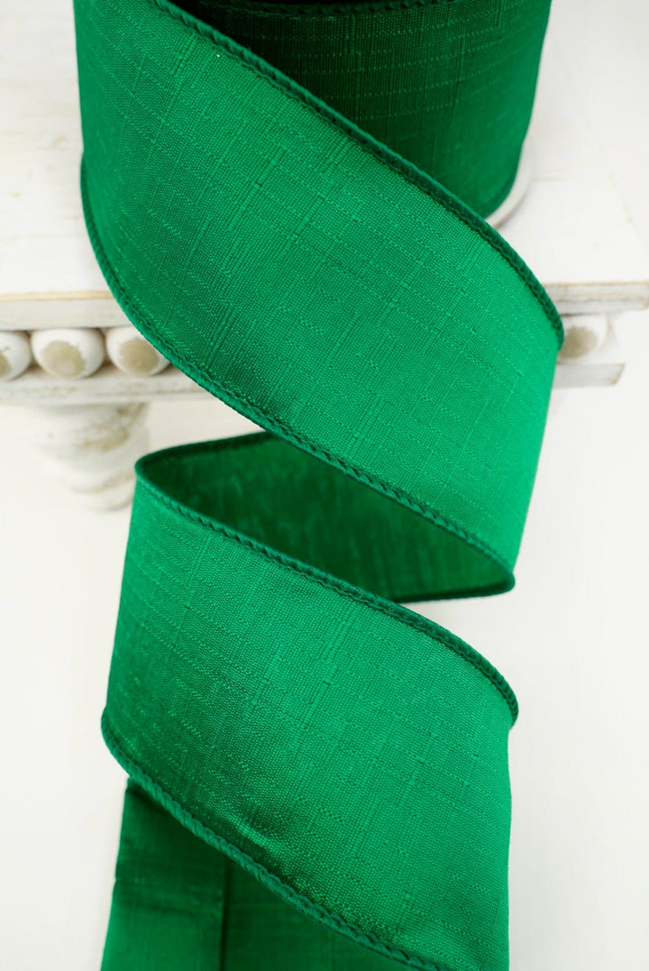 Emerald Shabby Silk Farrisilk Wired Ribbon - 2.5" - Greenery MarketRibbons & TrimRK115-55
