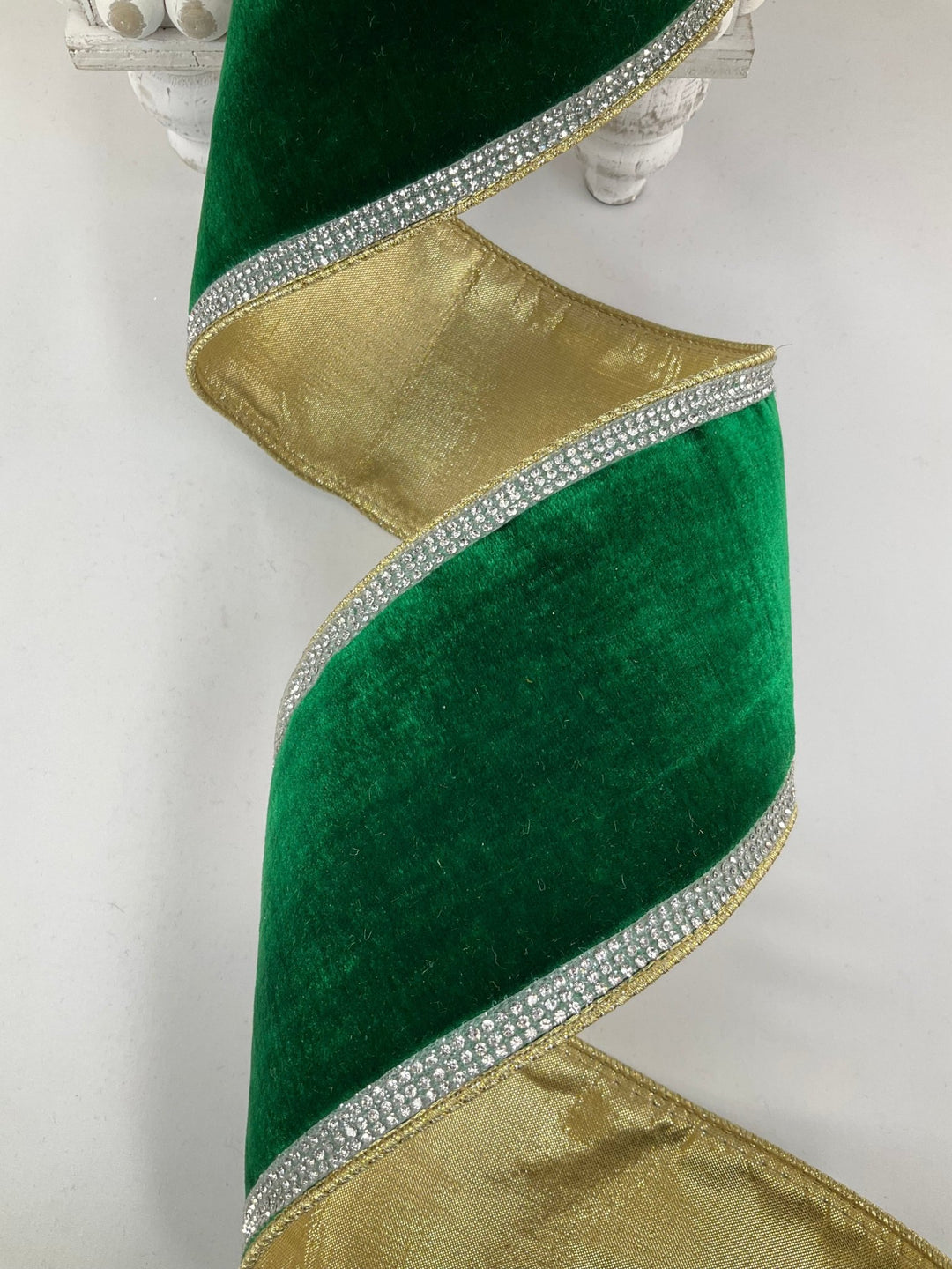 Emerald Winter Diamonds Farrisilk Wired Ribbon - 4" - Greenery MarketRK682-55