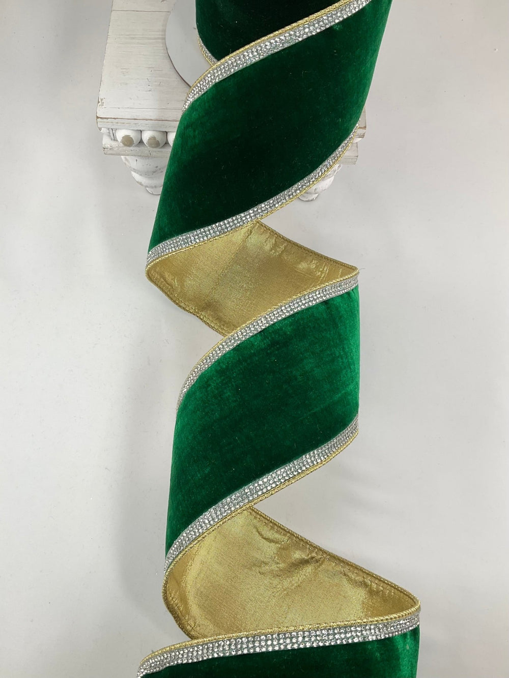 Emerald Winter Diamonds Farrisilk Wired Ribbon - 4" - Greenery MarketRK682-55