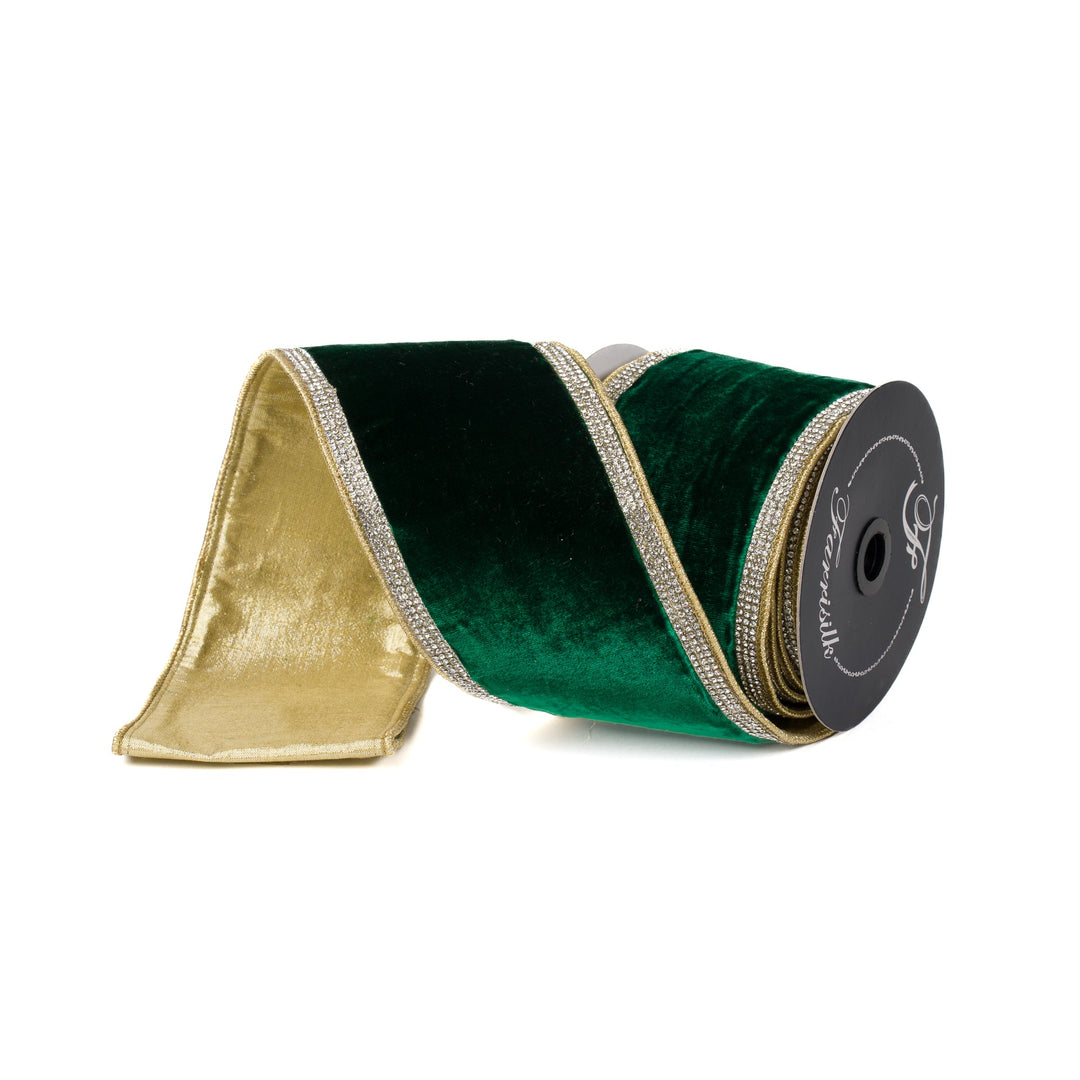 Emerald Winter Diamonds Farrisilk Wired Ribbon - 4" - Greenery MarketRK682-55