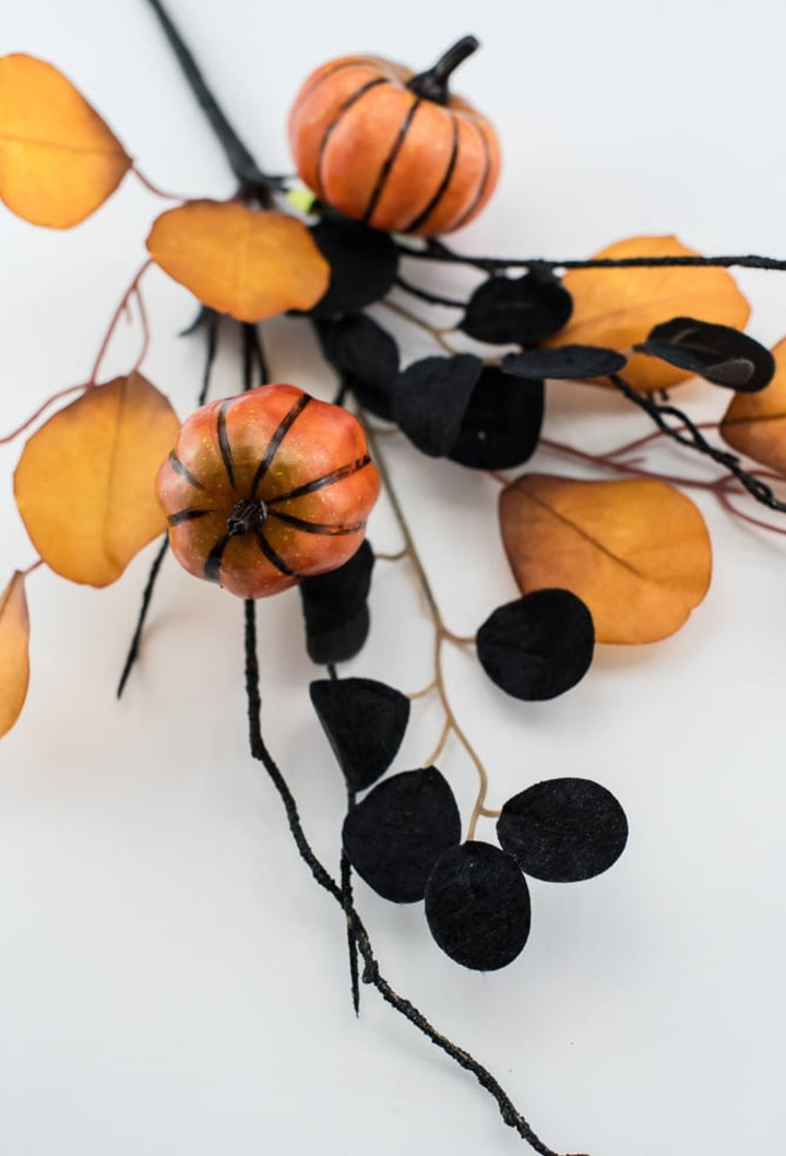 Eucalyptus and pumpkin pick - black orange - Greenery MarketArtificial Flora57087BKOR