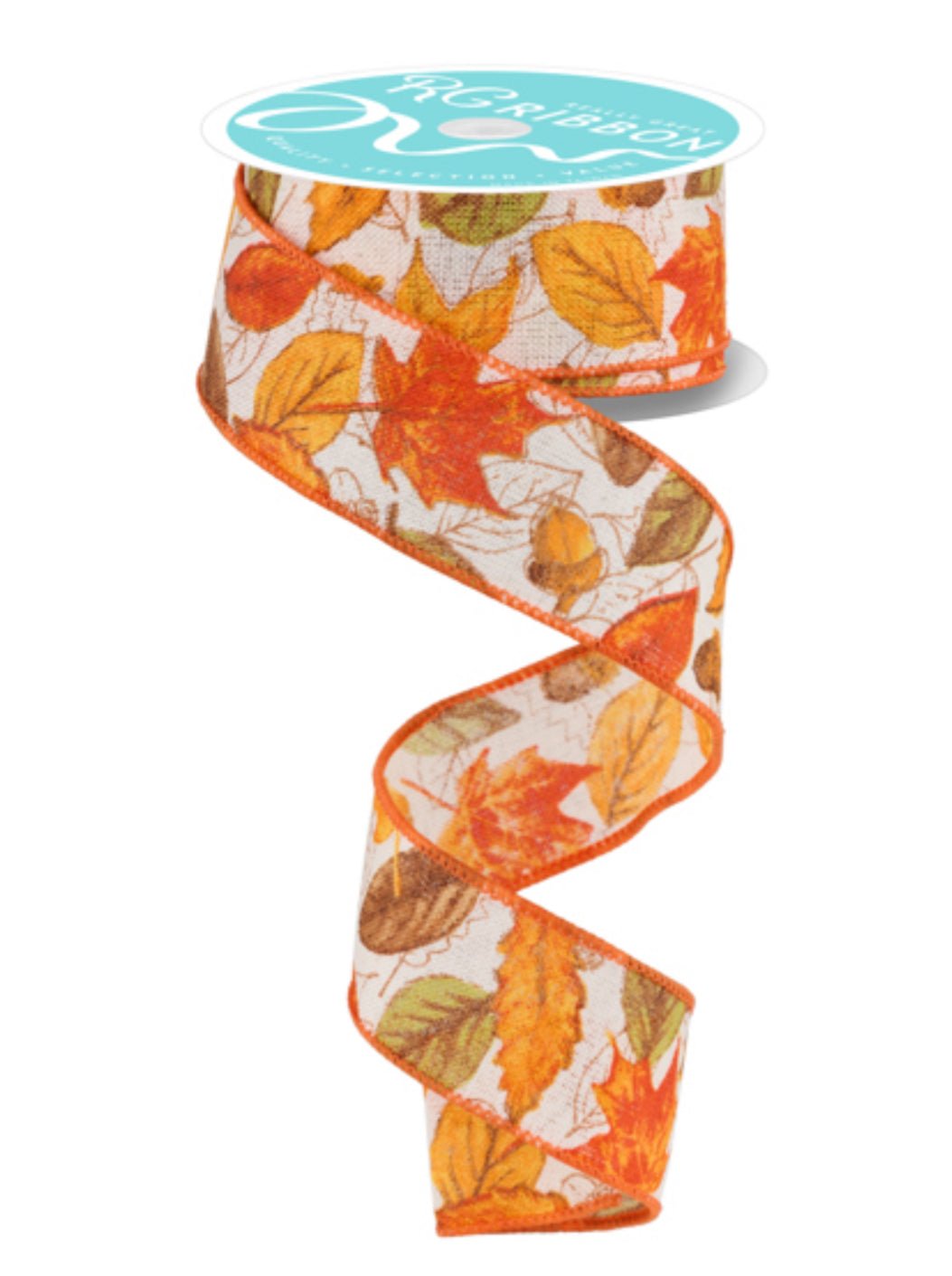 Fall foliage and acorns wired ribbon 1.5” - Greenery MarketWired ribbonRGF133837