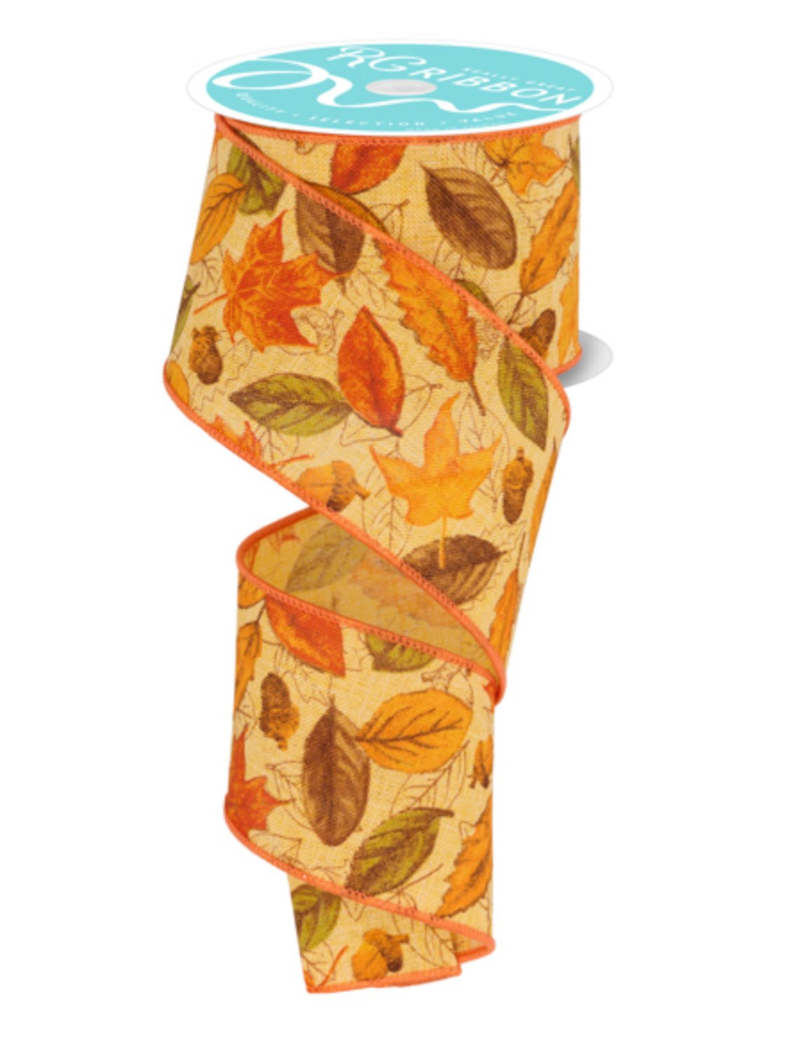 Fall foliage and acorns wired ribbon 2.5” - Greenery MarketWired ribbonRGF133990