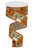 Fall leaves and pumpkins on natural wired ribbon 1.5” - Greenery MarketWired ribbonRGB108004