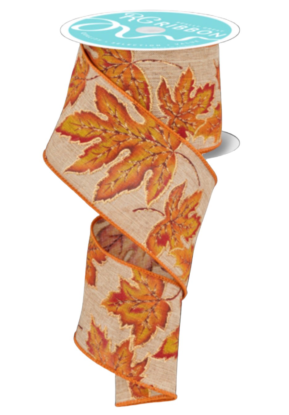 Fall leaves wired ribbon 2.5” - Greenery Market