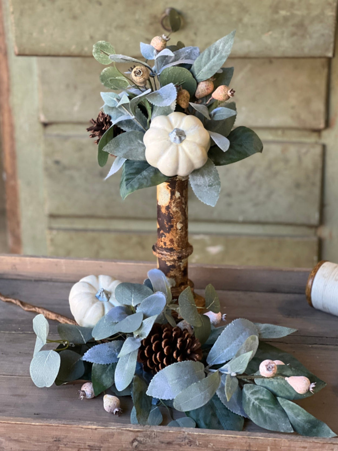 Fall mixed foliage & cream pumpkin spray - Greenery MarketgreeneryXF30531