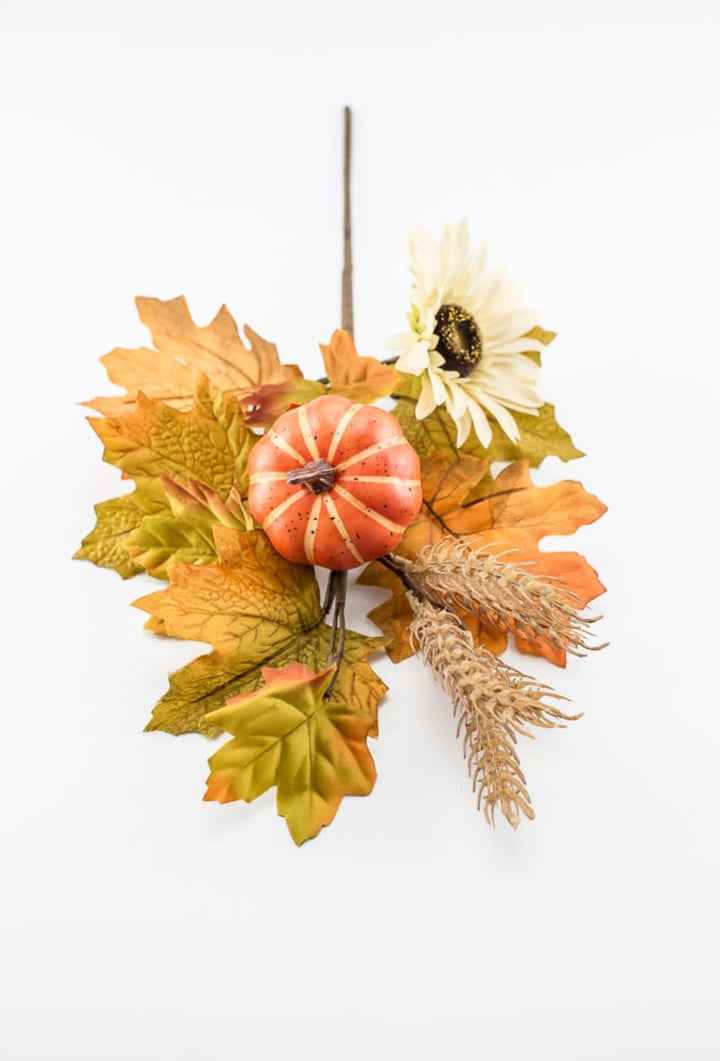 Fall mixed foliage, sunflower & pumpkin pick - Greenery MarketgreeneryPM3484