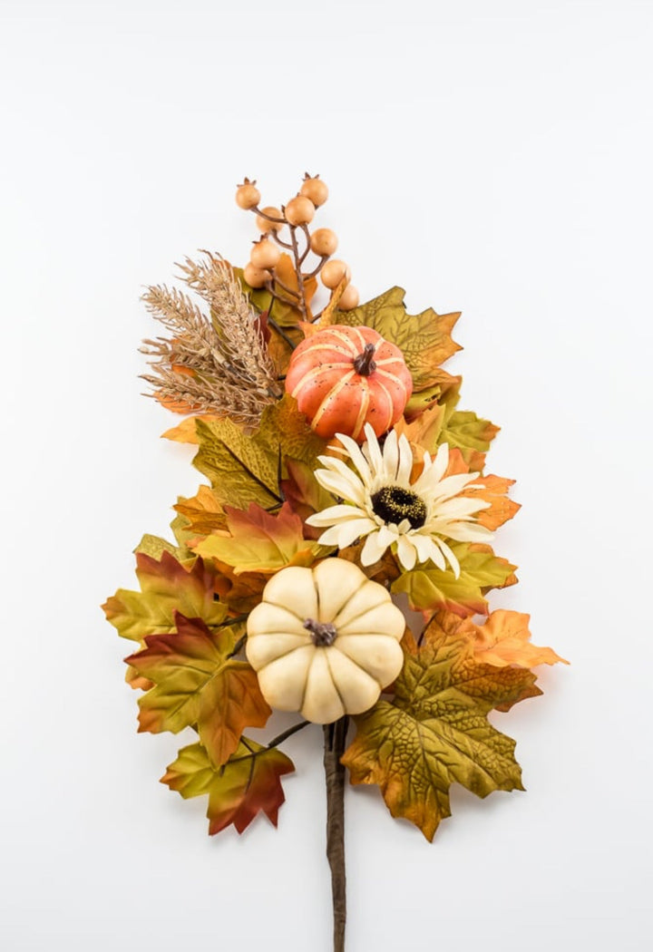 Fall mixed foliage, sunflower & pumpkin spray - Greenery MarketgreeneryPM3485