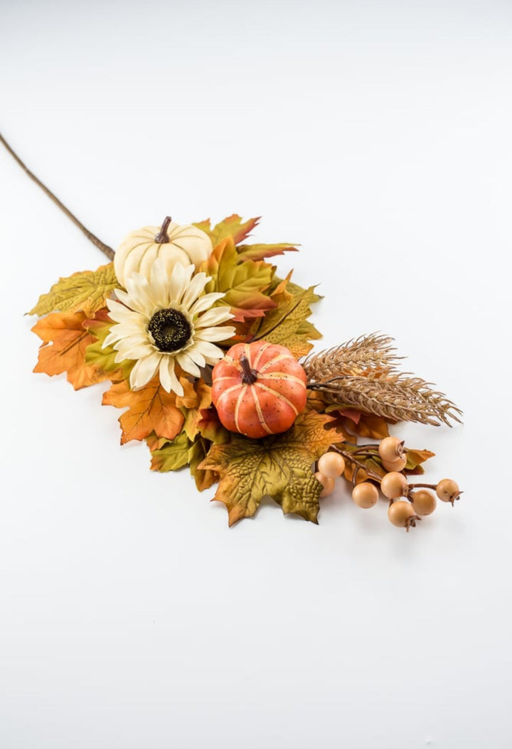 Fall mixed foliage, sunflower & pumpkin spray - Greenery MarketgreeneryPM3485