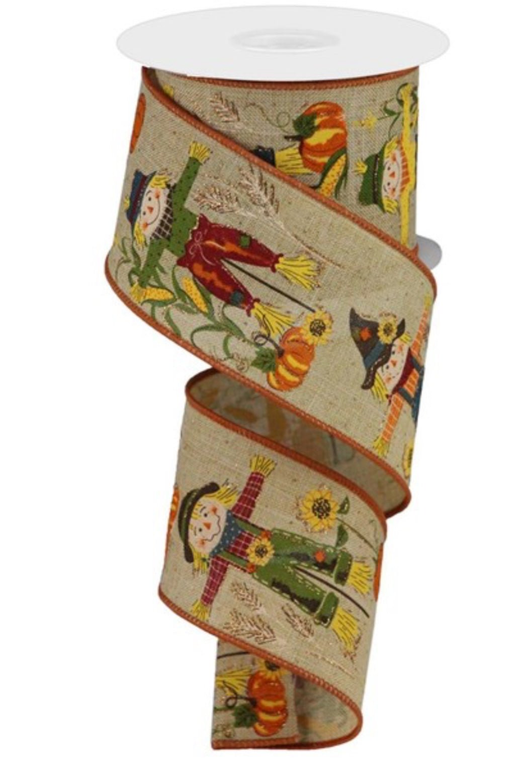 Fall Scarecrow wired ribbon 2.5” - Greenery MarketWired ribbonRGB127804