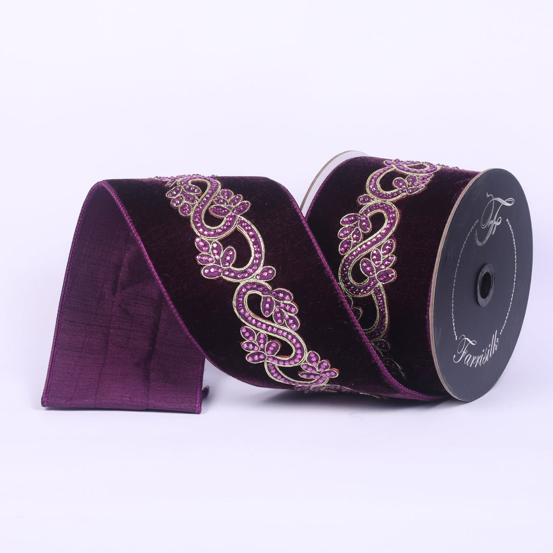 Farrisilk Amethyst Eccentric Velvet Wired Ribbon - 4" - Greenery MarketWired RibbonRK934-72