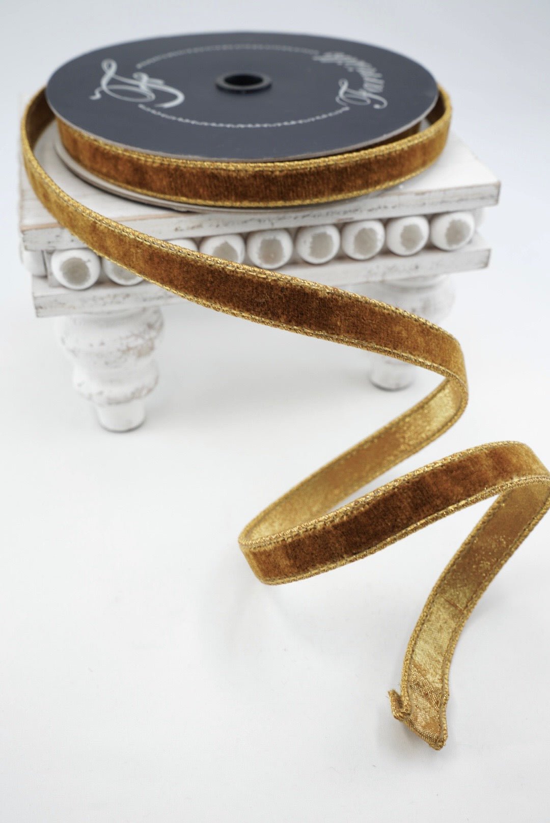 Farrisilk Antique Gold Velvet Luster Wired Ribbon - .75" - Greenery MarketWired RibbonRV000-09