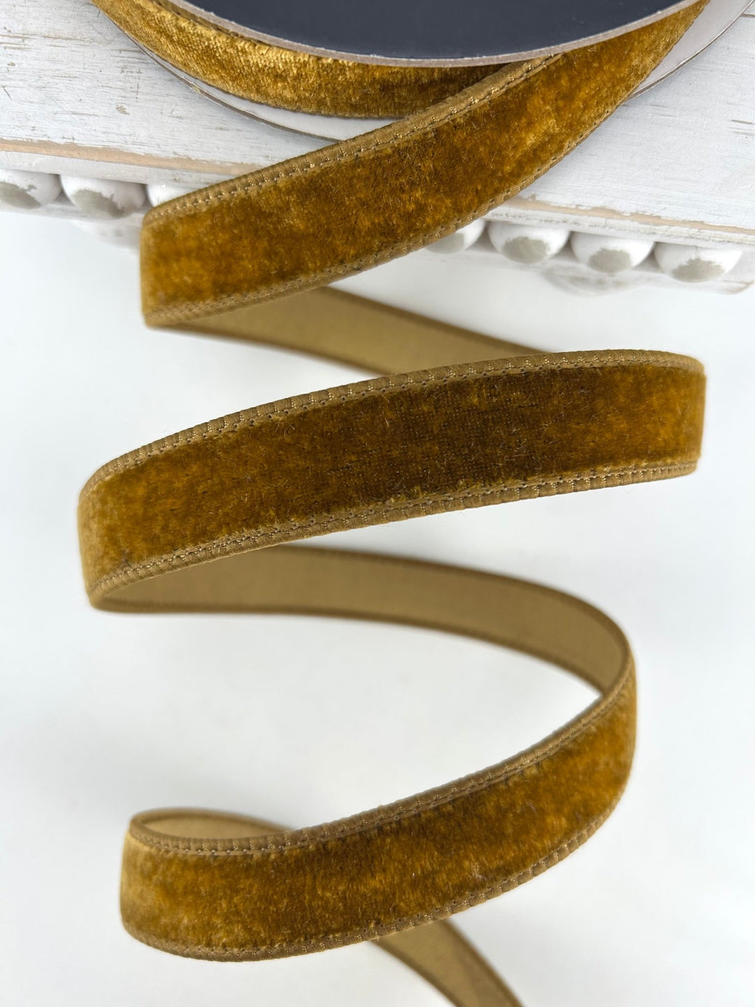 Farrisilk Antique Gold Velvet Wired Ribbon - 1" - Greenery MarketWired RibbonRG008-09
