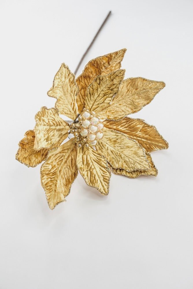 Farrisilk Artificial Gold Berry Poinsettia - 12" - Greenery MarketArtificial FlowersCF141-50
