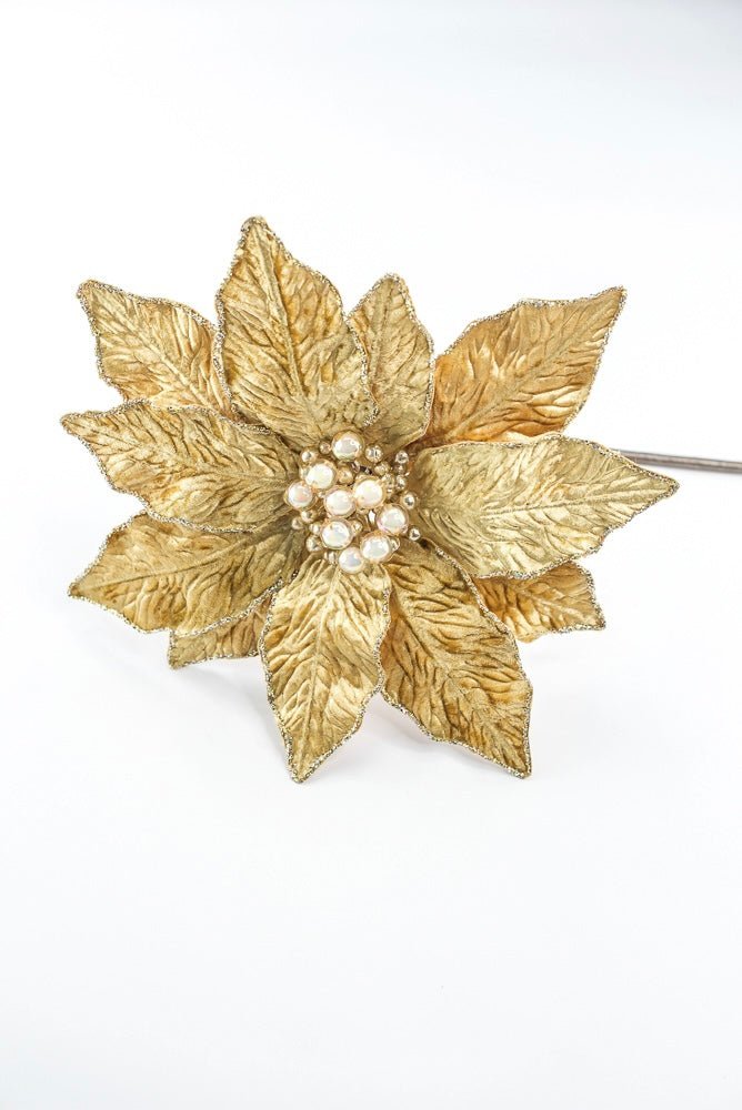 Farrisilk Artificial Gold Berry Poinsettia - 12" - Greenery MarketArtificial FlowersCF141-50