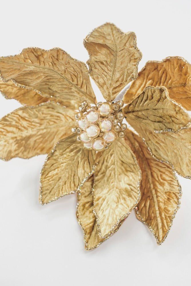 Farrisilk Artificial Gold Berry Poinsettia - 12" - Greenery MarketArtificial FlowersCF141-50