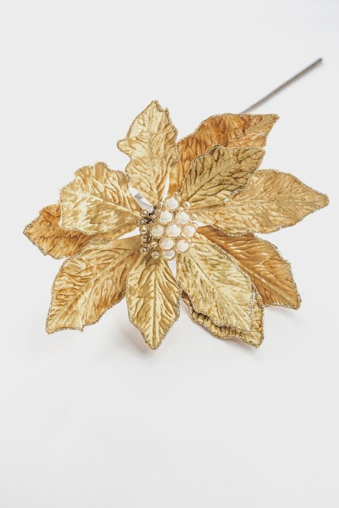 Farrisilk Artificial Gold Berry Poinsettia - 12" - Greenery MarketArtificial FlowersCF141-50