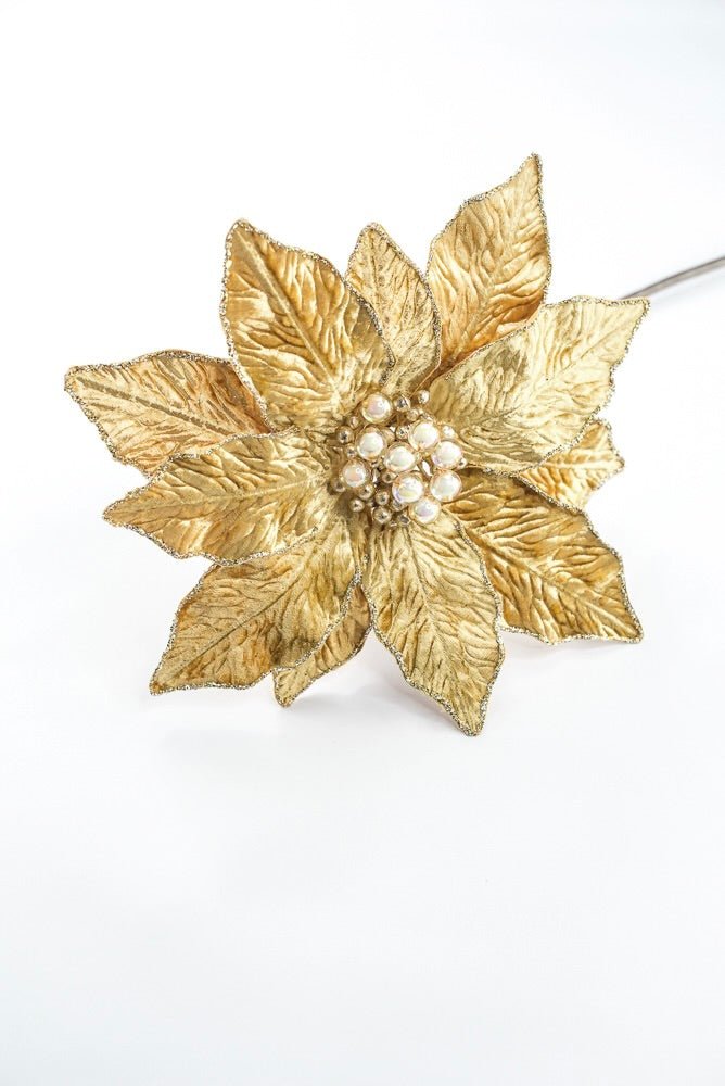 Farrisilk Artificial Gold Berry Poinsettia - 12" - Greenery MarketArtificial FlowersCF141-50
