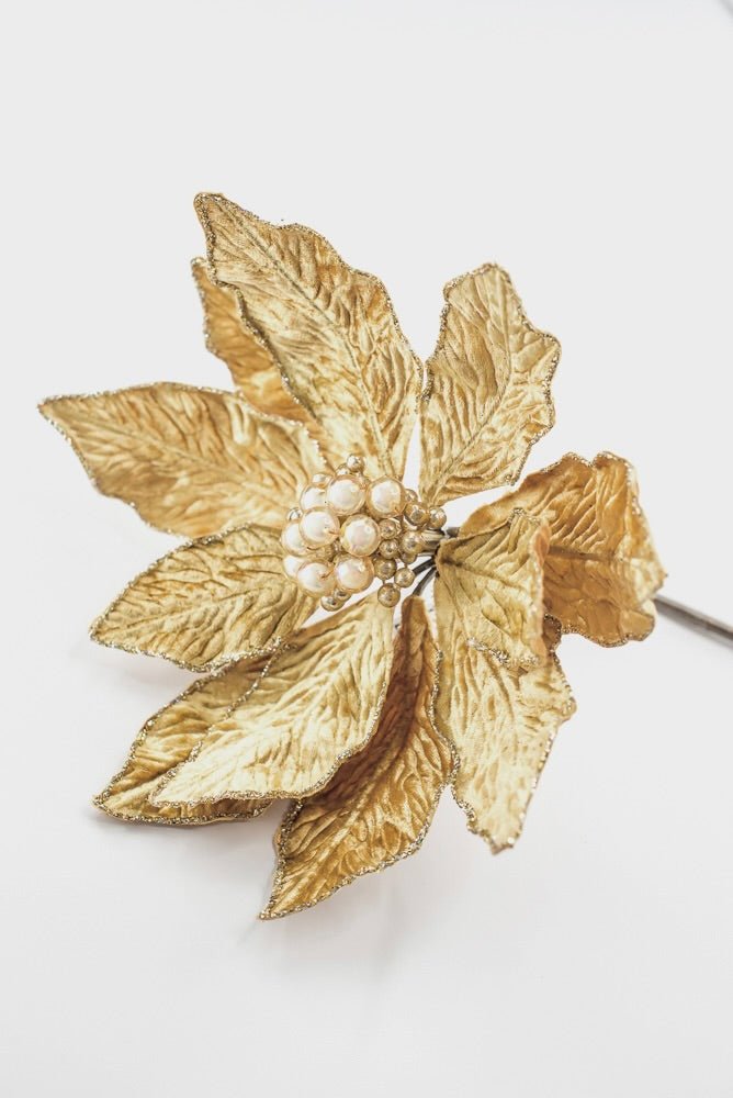 Farrisilk Artificial Gold Berry Poinsettia - 12" - Greenery MarketArtificial FlowersCF141-50