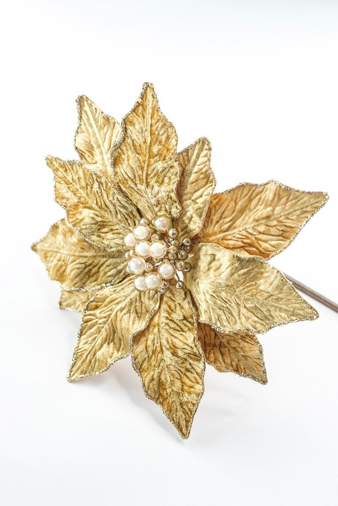 Farrisilk Artificial Gold Berry Poinsettia - 12" - Greenery MarketArtificial FlowersCF141-50