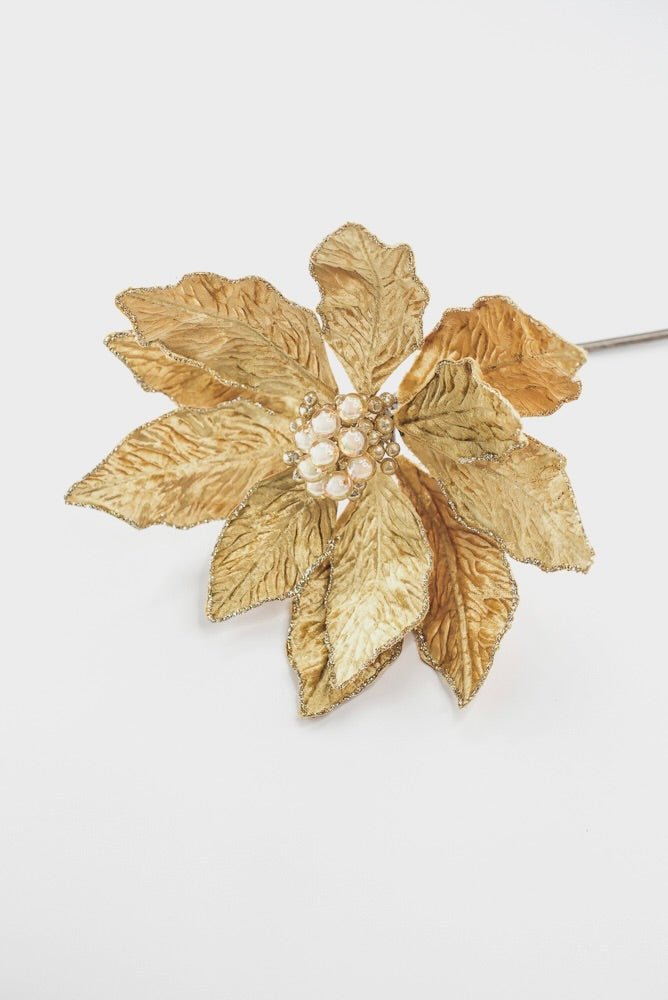 Farrisilk Artificial Gold Berry Poinsettia - 12" - Greenery MarketArtificial FlowersCF141-50