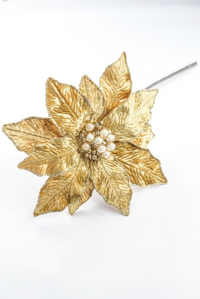 Farrisilk Artificial Gold Berry Poinsettia - 12" - Greenery MarketArtificial FlowersCF141-50