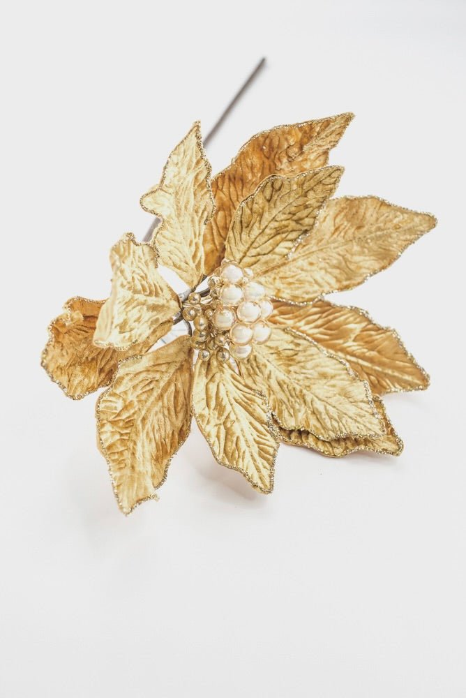 Farrisilk Artificial Gold Berry Poinsettia - 12" - Greenery MarketArtificial FlowersCF141-50