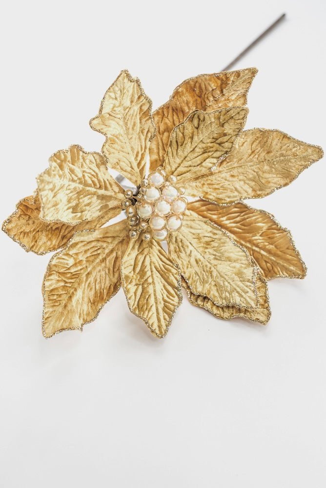 Farrisilk Artificial Gold Berry Poinsettia - 12" - Greenery MarketArtificial FlowersCF141-50
