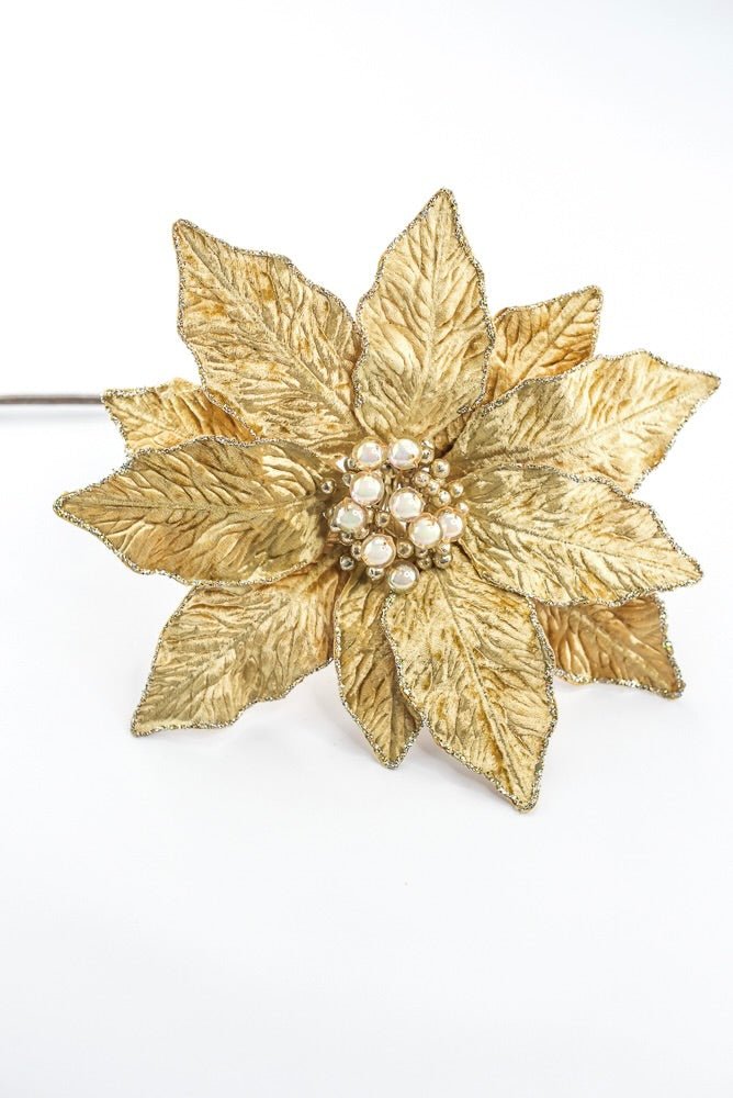 Farrisilk Artificial Gold Berry Poinsettia - 12" - Greenery MarketArtificial FlowersCF141-50