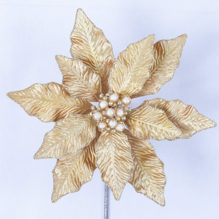 Farrisilk Artificial Gold Berry Poinsettia - 12" - Greenery MarketArtificial FlowersCF141-50