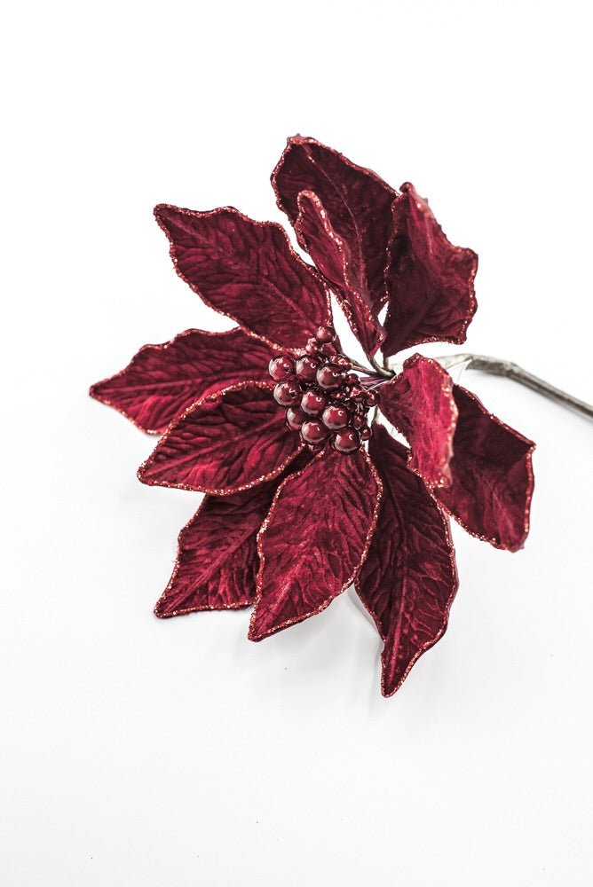 Farrisilk Artificial Ruby Berry Poinsettia Stem - 9" - Greenery MarketArtificial FlowersCF140-03