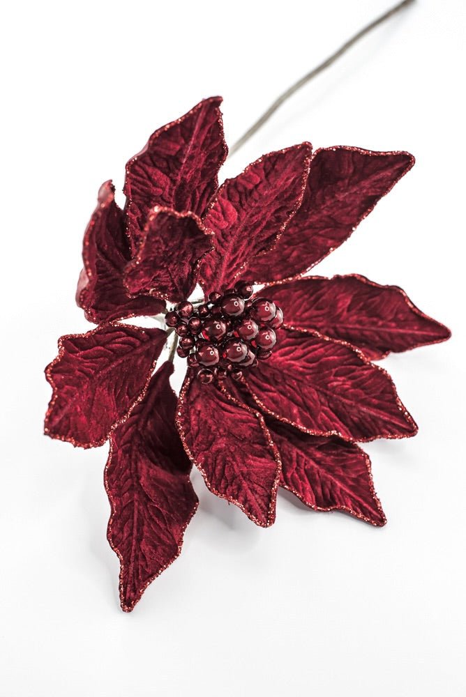 Farrisilk Artificial Ruby Berry Poinsettia Stem - 9" - Greenery MarketArtificial FlowersCF140-03
