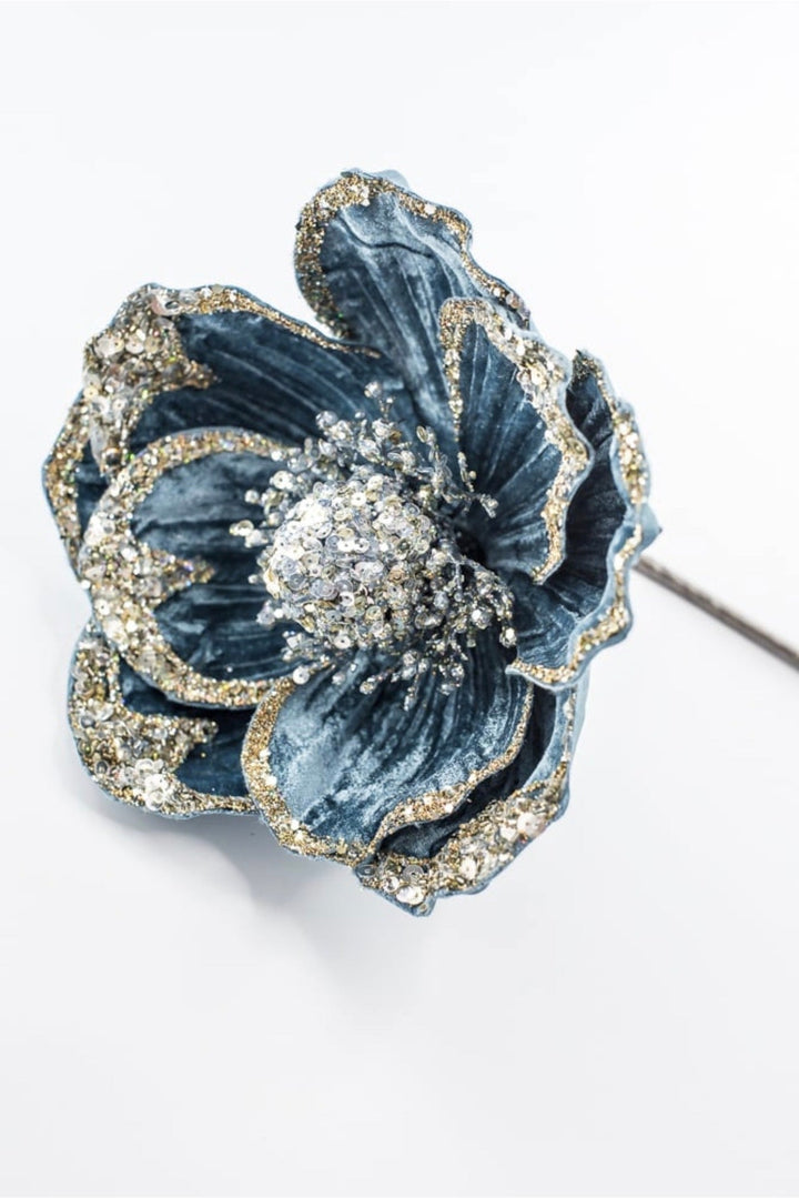 Farrisilk Artificial Steel Blue Victorian Magnolia Stem - 8" - Greenery MarketArtificial FlowersCF045-17