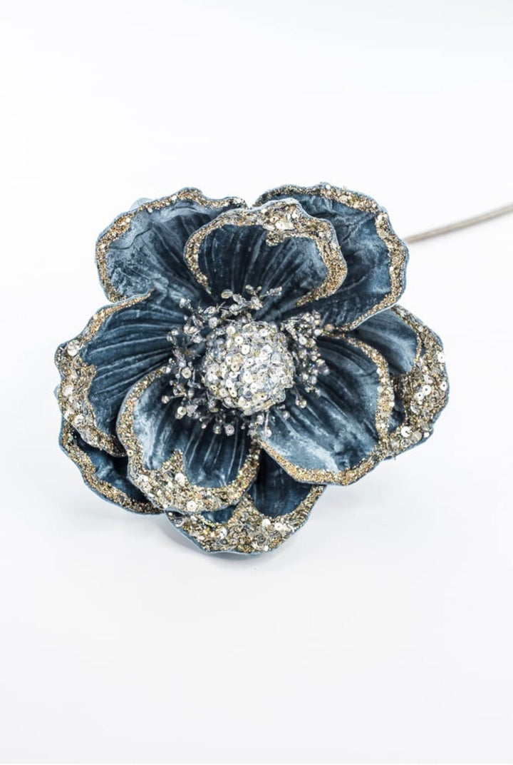 Farrisilk Artificial Steel Blue Victorian Magnolia Stem - 8" - Greenery MarketArtificial FlowersCF045-17