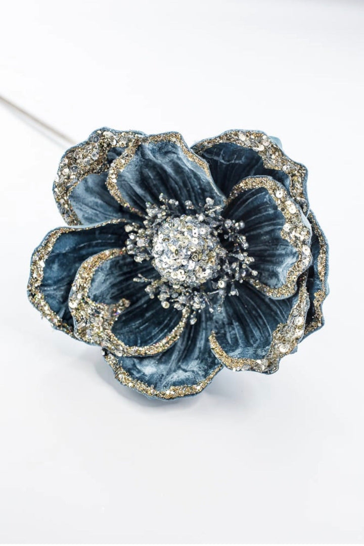 Farrisilk Artificial Steel Blue Victorian Magnolia Stem - 8" - Greenery MarketArtificial FlowersCF045-17