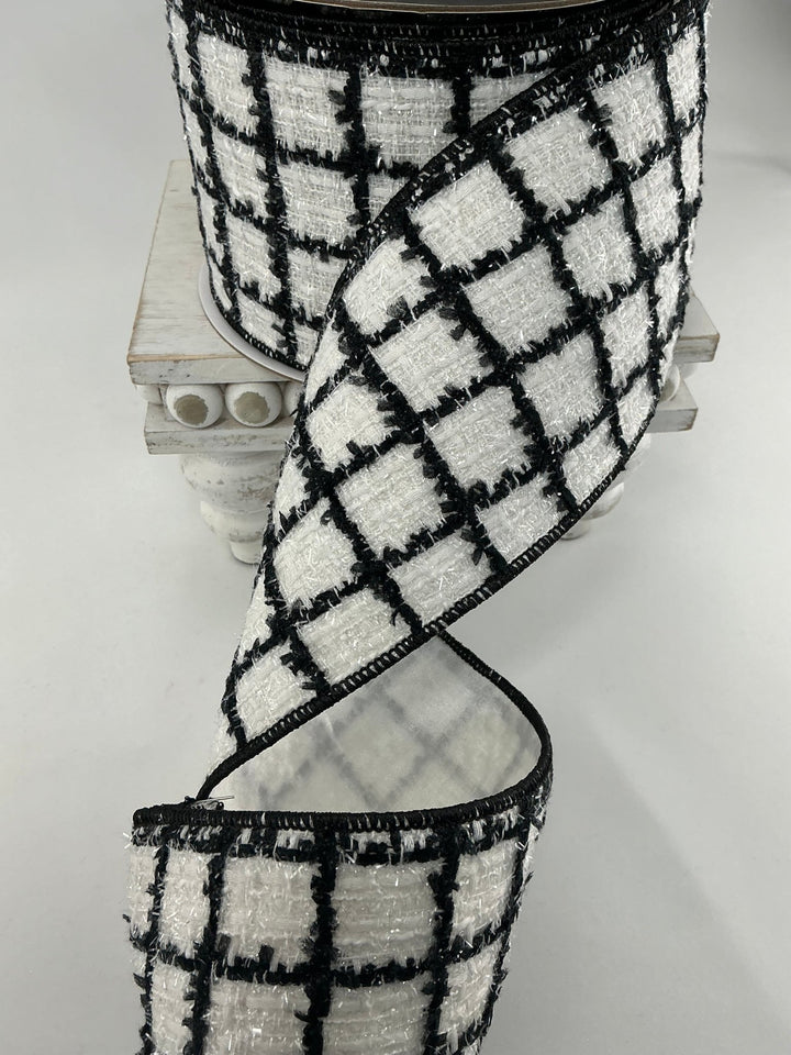 Farrisilk Black and White Elegant Noir 4” wired ribbon - Greenery MarketRibbons & TrimRC080 - 92