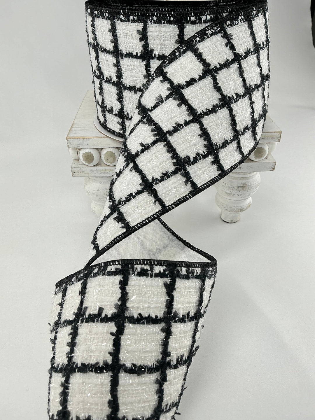 Farrisilk Black and White Elegant Noir 4” wired ribbon - Greenery MarketRibbons & TrimRC080 - 92