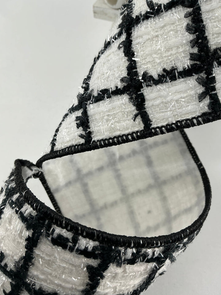 Farrisilk Black and White Elegant Noir 4” wired ribbon - Greenery MarketRibbons & TrimRC080 - 92