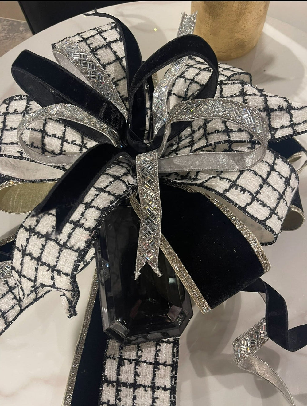 Farrisilk Black and White Elegant Noir 4” wired ribbon - Greenery MarketRibbons & TrimRC080 - 92