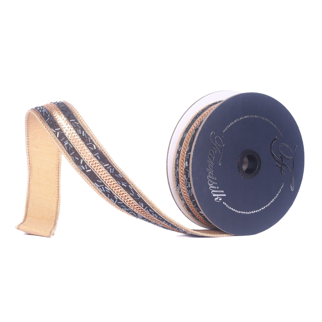 Farrisilk Black Luxor Wired Ribbon - 1.25" - Greenery MarketWired RibbonRK984-92