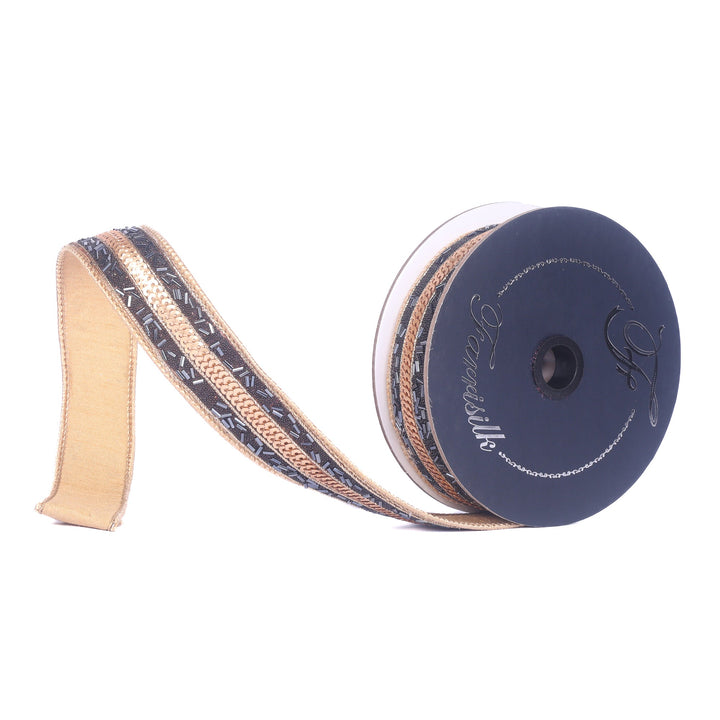 Farrisilk Black Luxor Wired Ribbon - 1.25" - Greenery MarketWired RibbonRK984-92
