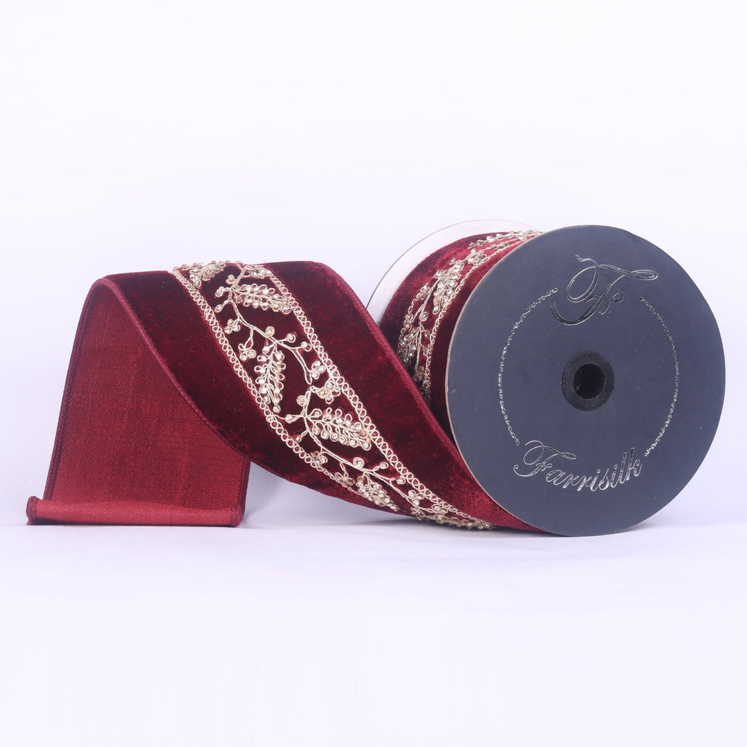 Farrisilk Burgundy Odette Wired Ribbon - 2.5" - Greenery MarketWired RibbonRK964-11