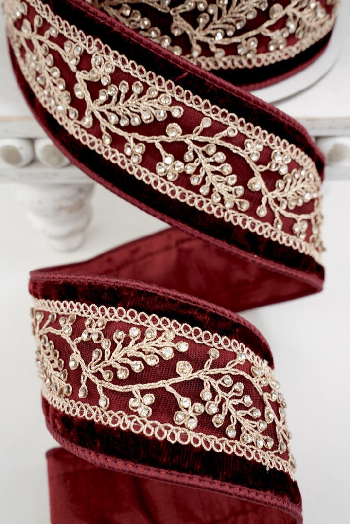 Farrisilk Burgundy Odette Wired Ribbon - 2.5" - Greenery MarketWired RibbonRK964-11